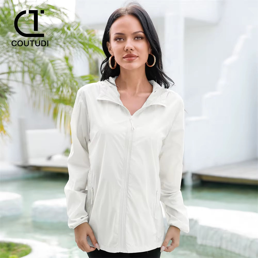 -Summer Ice Silk Sunscreen Clothing for Women, Ultra-Thin Breathable Hooded Clothing, Sun Protection Clothing, UPF 50 +