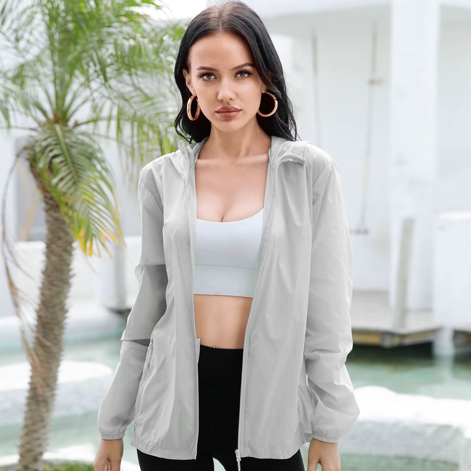 -Summer Ice Silk Sunscreen Clothing for Women, Ultra-Thin Breathable Hooded Clothing, Sun Protection Clothing, UPF 50 +