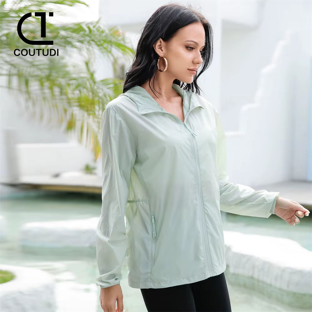 -Summer Ice Silk Sunscreen Clothing for Women, Ultra-Thin Breathable Hooded Clothing, Sun Protection Clothing, UPF 50 +