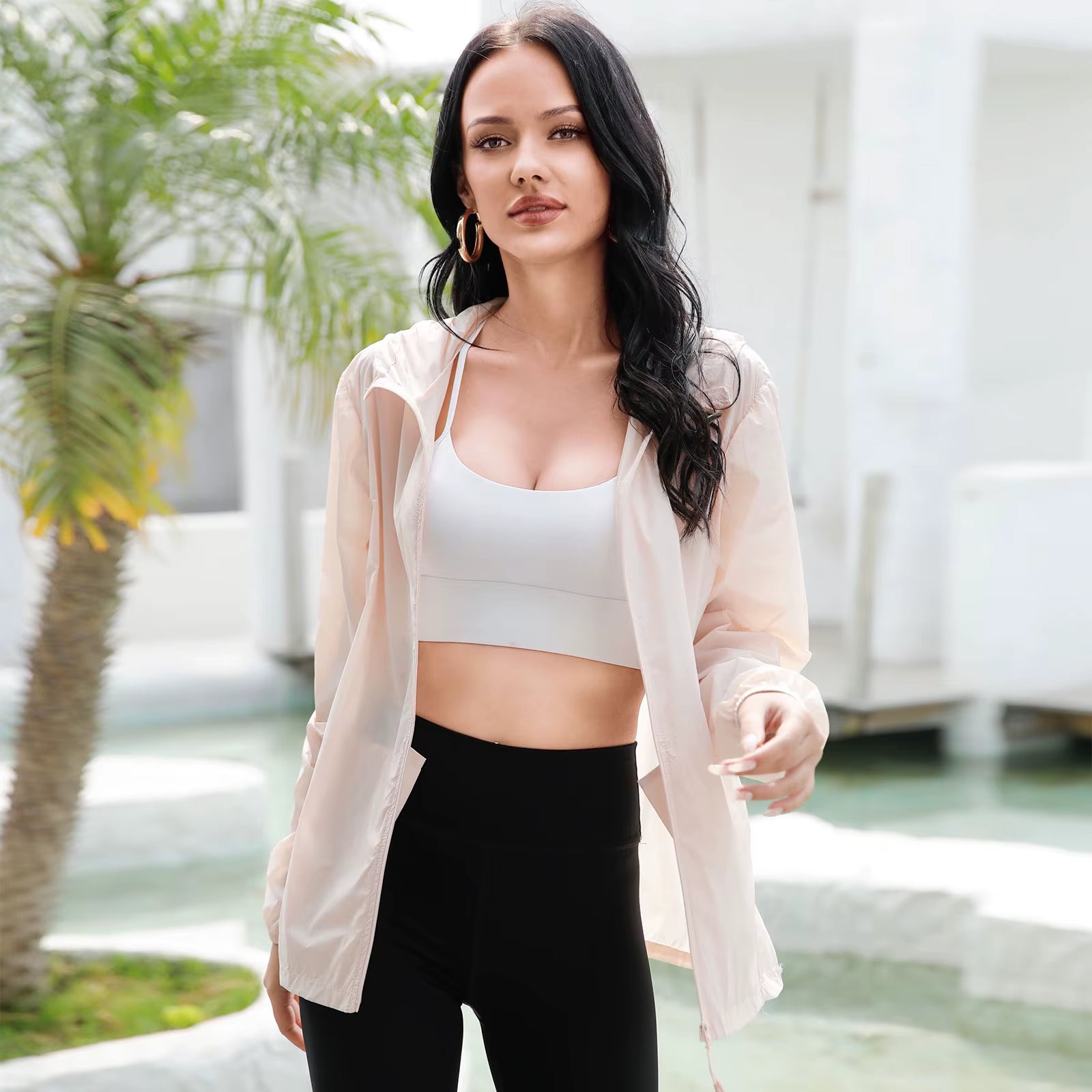 -Summer Ice Silk Sunscreen Clothing for Women, Ultra-Thin Breathable Hooded Clothing, Sun Protection Clothing, UPF 50 +