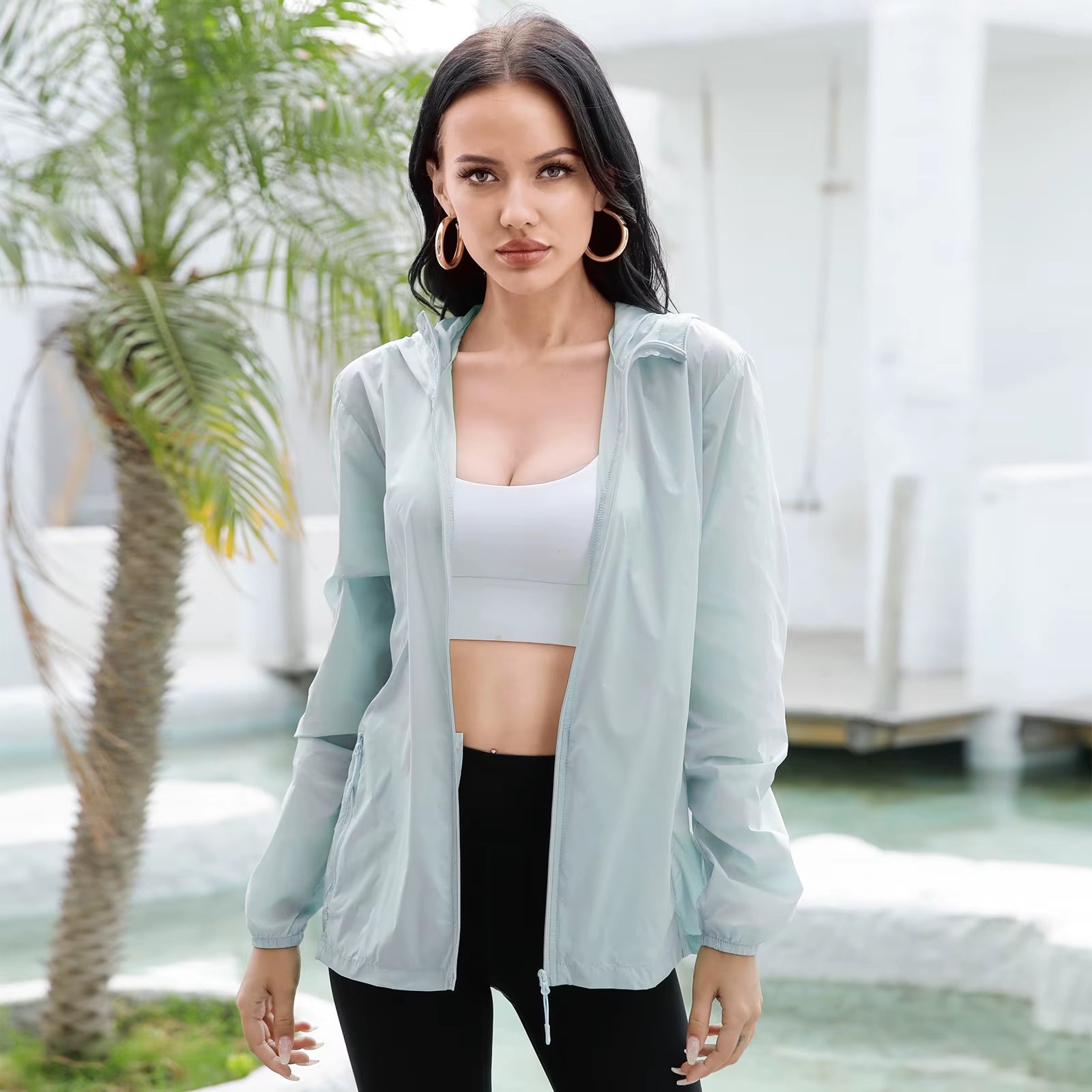 -Summer Ice Silk Sunscreen Clothing for Women, Ultra-Thin Breathable Hooded Clothing, Sun Protection Clothing, UPF 50 +