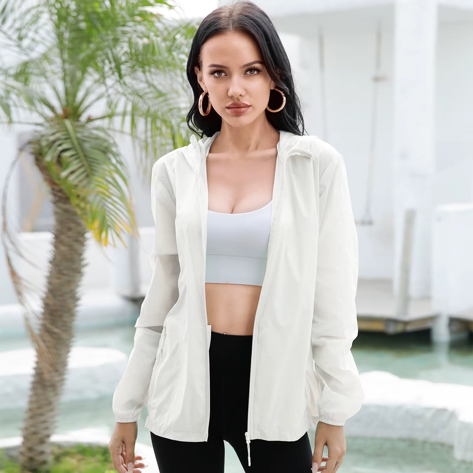 -Summer Ice Silk Sunscreen Clothing for Women, Ultra-Thin Breathable Hooded Clothing, Sun Protection Clothing, UPF 50 +