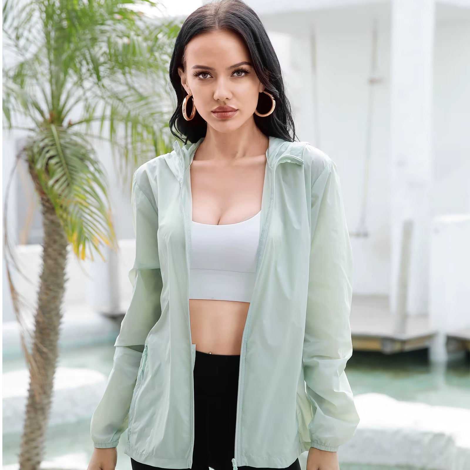 -Summer Ice Silk Sunscreen Clothing for Women, Ultra-Thin Breathable Hooded Clothing, Sun Protection Clothing, UPF 50 +